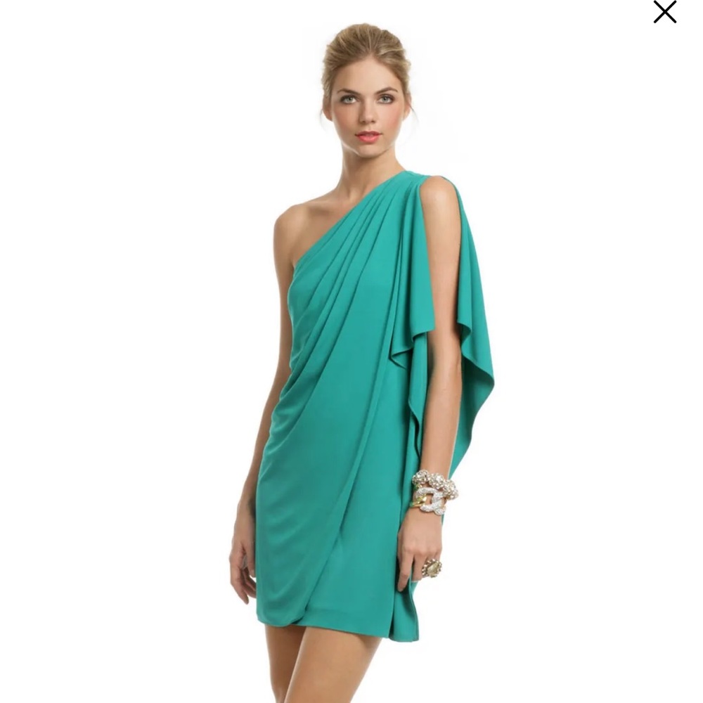 Mark and James by Badgley Mischka Teal Draped Dream Dress